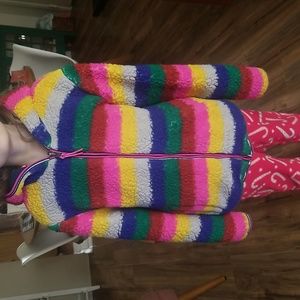Mini Boden Girls Reversible Rainbow Sherpa Fleece